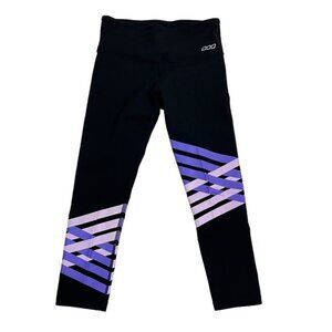 Lorna Jane leggings women's XS black purple striped crop length